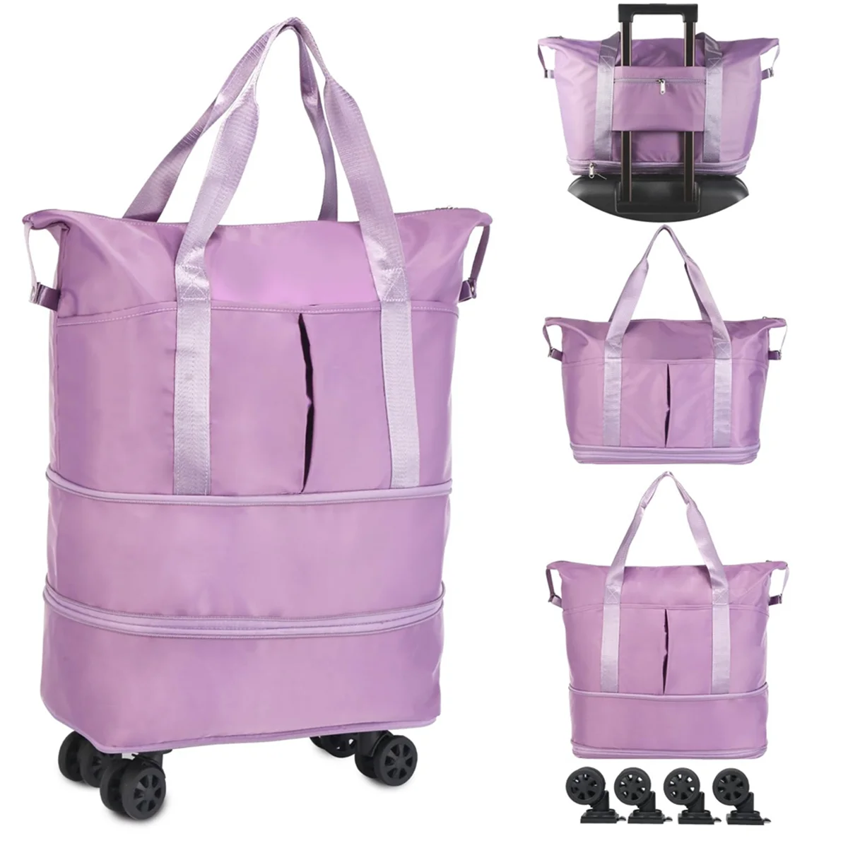 Rolling Duffle Bag with Wheels,Expandable Foldable Duffel Bag with Wheels for Travel,Rolling Luggage Duffel Bag,B