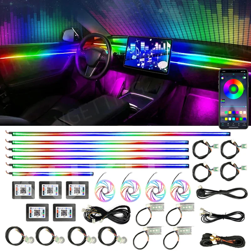 

Автомобильные акриловые светодиодные ленты 22 в 1, 64 RGB