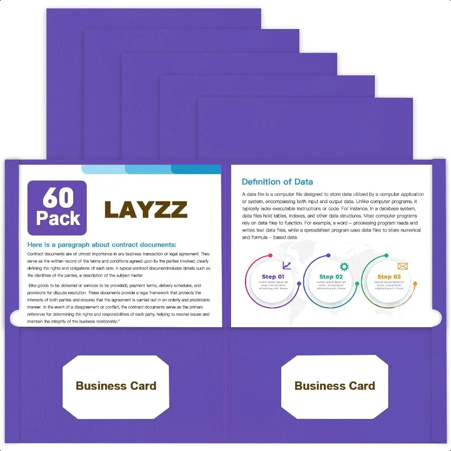 

Folders with Pockets 60 Pack Paper Pocket Folders 2 Pocket Folders Fits Letter Size Paper for School Office and Home Purple
