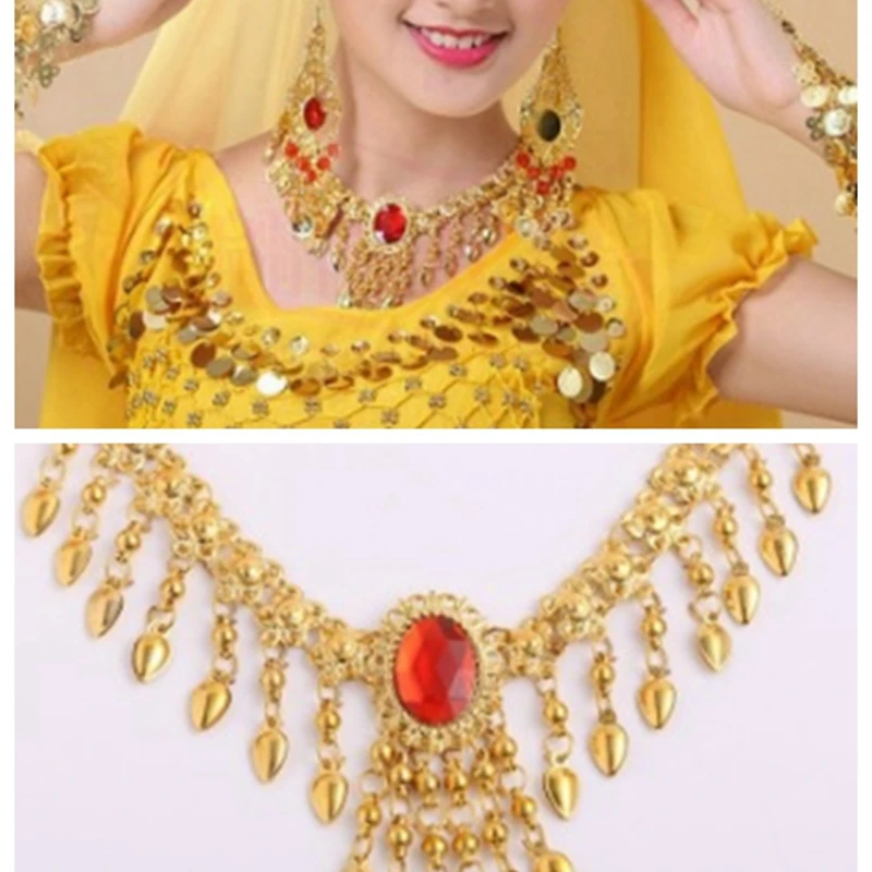 Belly Dance Headwear Bohemian Indian Dance Necklace Jewelry Professional Performance Dance Earrings Women Ethinc Accessorie