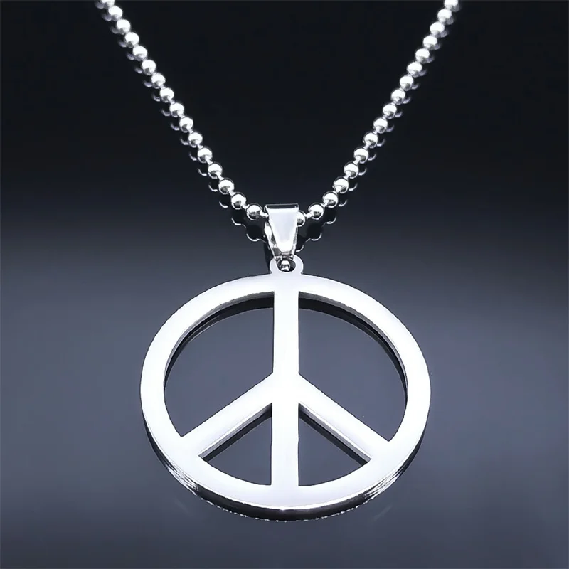 Peace Symbol Stainless Steel Chain Necklaces for Women Unisex