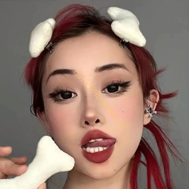 Clips cheveux en os chien épingles cheveux en os en peluche accessoires cosplay pour les femmes filles 066c