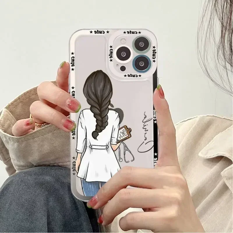 حافظة هاتف لهاتف آيفون 13 ، 15 ، 11 ، 12 ، Mini ، Pro ، Max ، 14 ، XS ، X ، 7 ، 8 ، SE ، طبيب ، تمريض ، قلب ، ممرضة ، طب, صحة, قلب