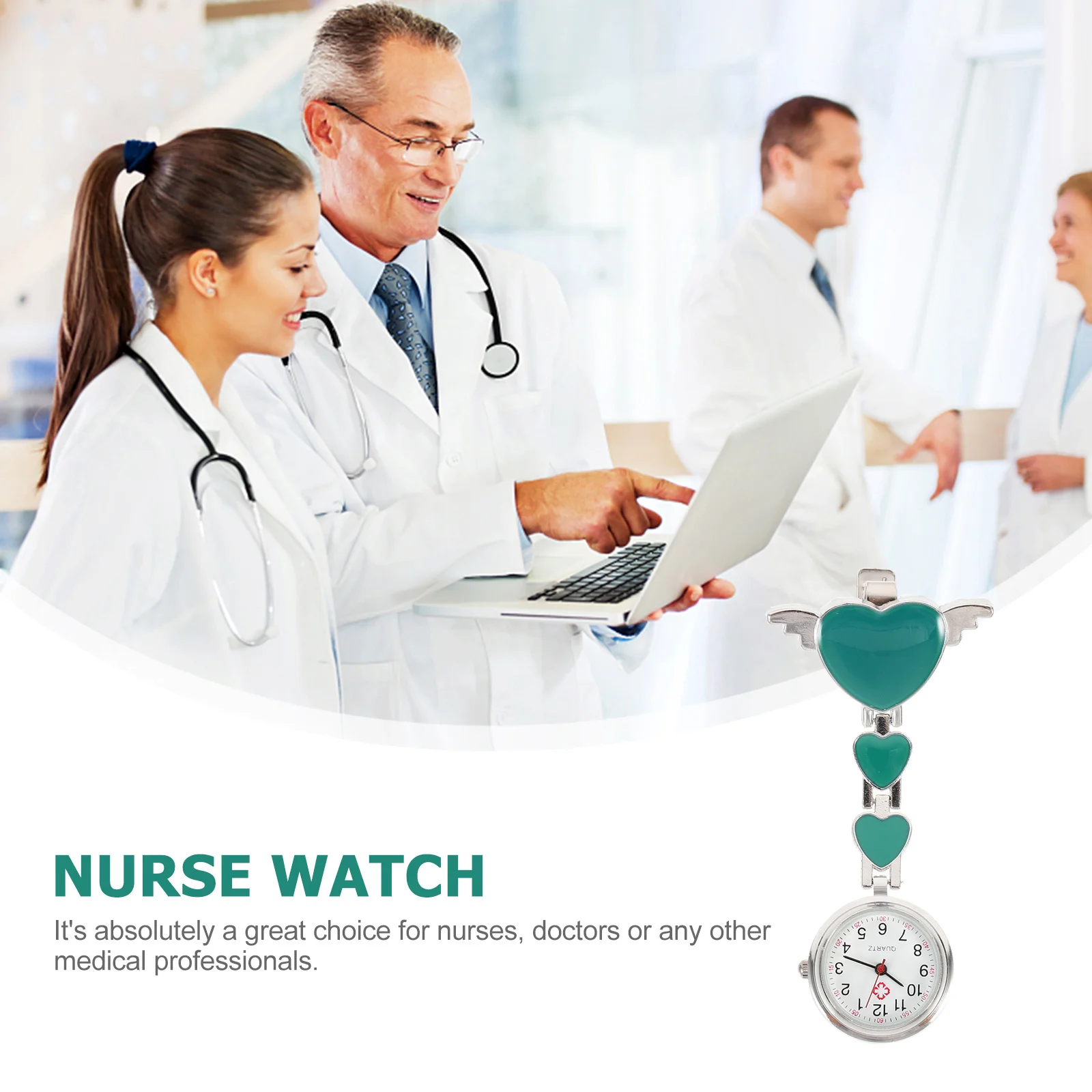 ساعة جيب كوارتز للممرضات، ساعة فوب معلقة أنيقة، قرص كبير للمحترفين الطبيين والممرضات والطلاب والممرضات للنساء