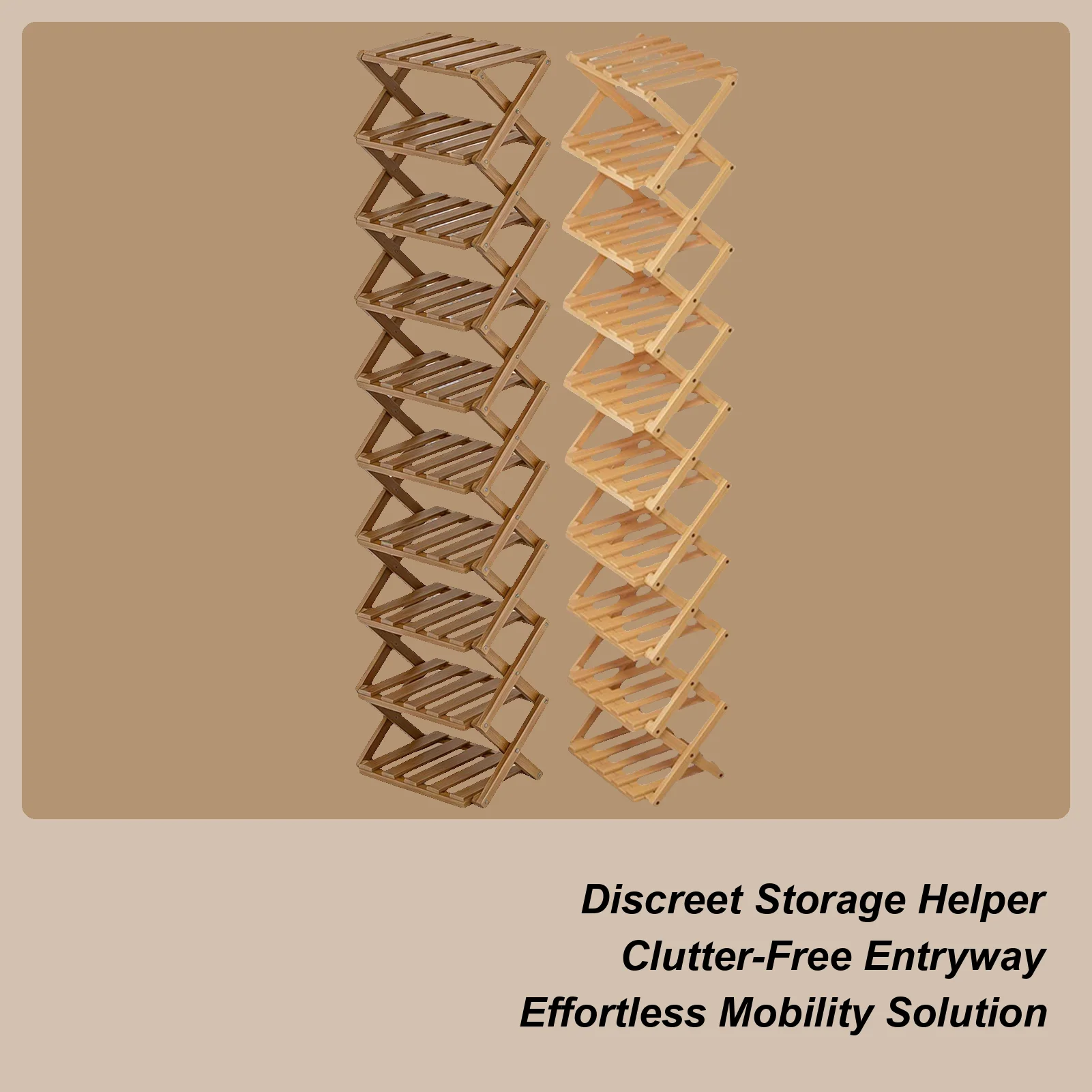 

10-ярусная бамбуковая подставка для обуви, деревянная складная полка для хранения, вместительная стойка-органайзер для обуви для гостиной или прихожей