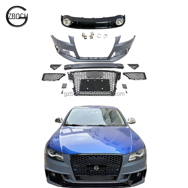 

A4 Car Bumper for B8 2008-2012 S4 Upgrade RS4 Body Kit Rear Diffuser Tips Front Grill