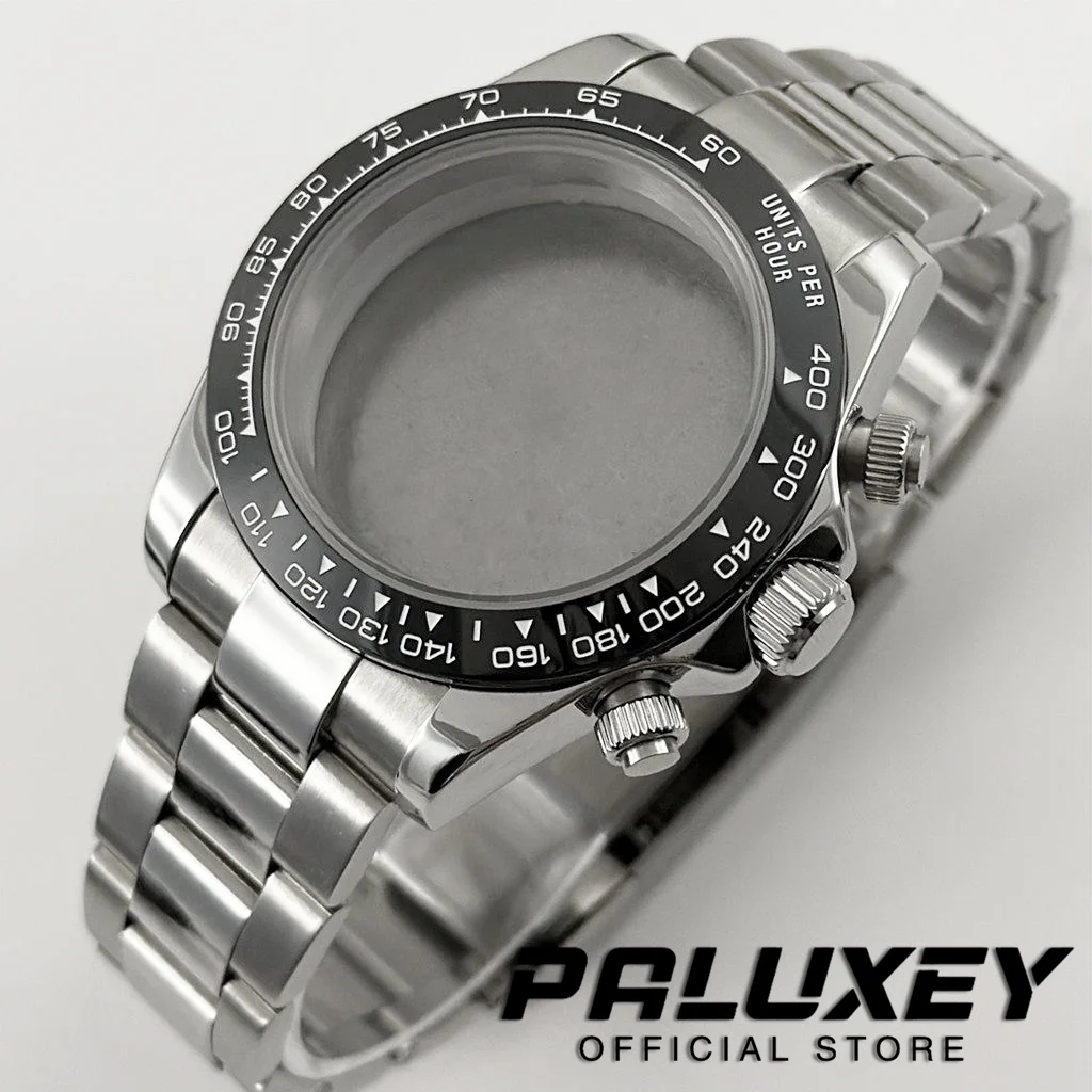 Daytona 40mm VK63 caja de reloj con cristal de zafiro bisel de cerámica accesorios de reloj para hombre adecuados para movimiento de cuarzo VK63 VK63A VK64