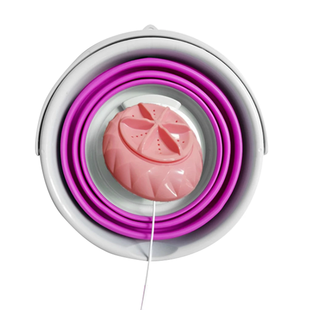 

Portable Mini Folding Bucket Washing Machine Home Travel Sonic Turbine USB ABS Laundry Cleaner