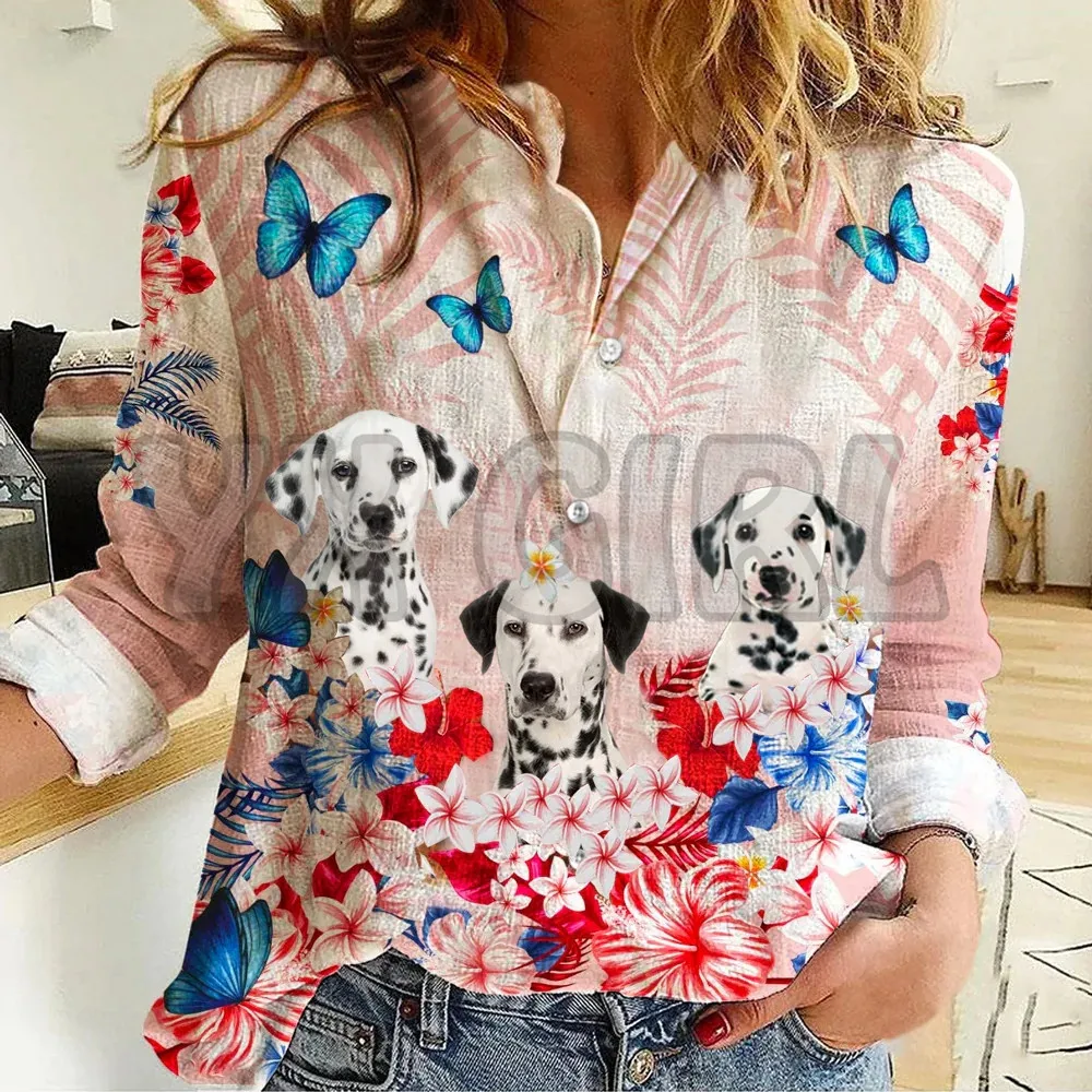 YX GIRL Doberman camicia Casual floreale tropicale camicia abbottonata stampata in 3D Casual Streewear unico