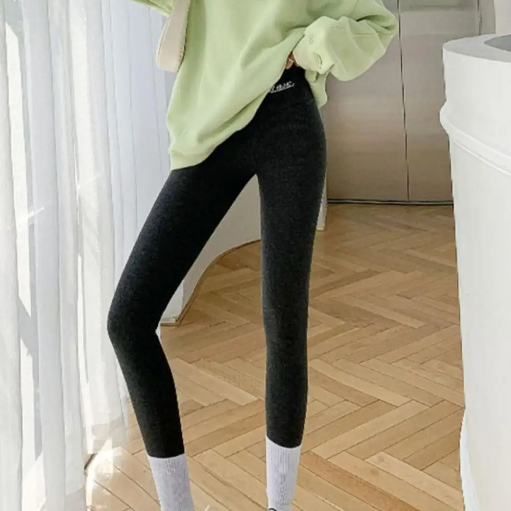 Women Exercise Leggings Winter Women's High Waist Leggings Elastic Skinny Pants with Thick Fleece Lining for Cold Resistance