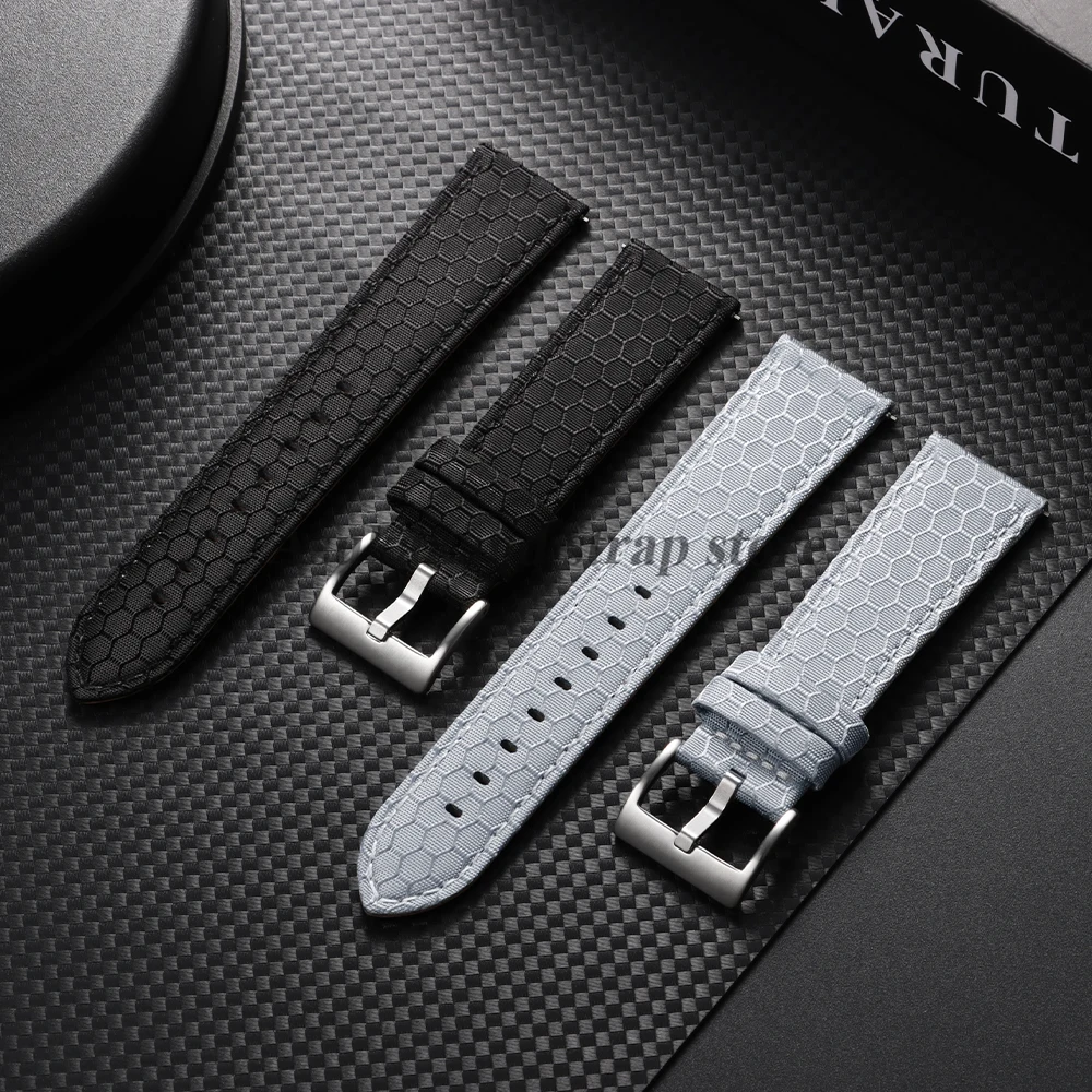 Нейлоновый кожаный ремешок для часов 20 мм 22 мм для Amazfit GTS, Huawei, Samsung, быстросъемный сменный ремешок для мужских часов