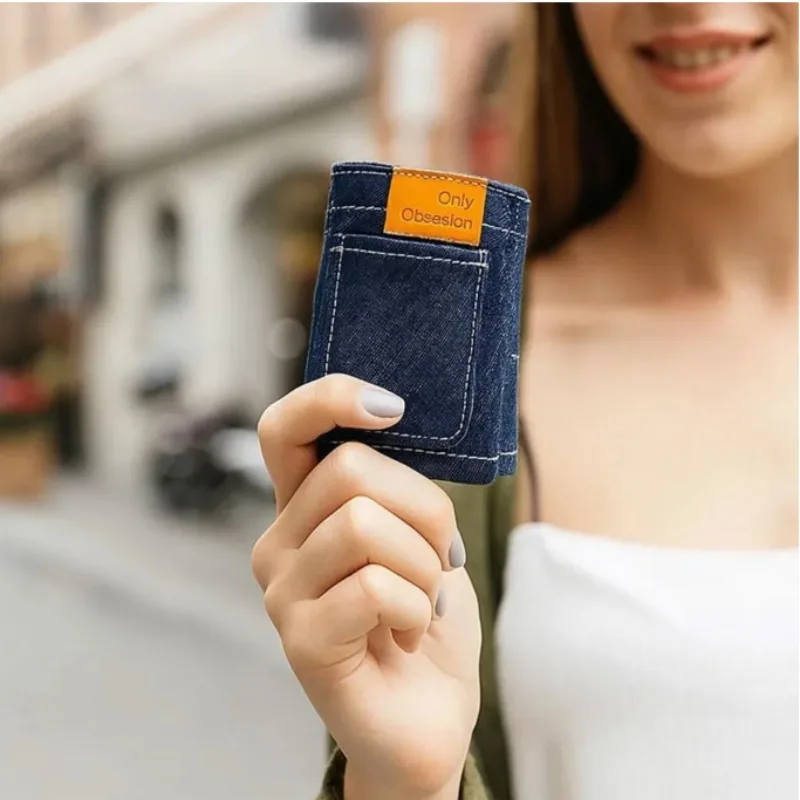 جيب السراويل البسيطة الجينز المحفظة ضئيلة المدمجة Bifold محفظة المحمولة الرجعية السراويل نمط المحفظة لمفاتيح البطاقات أو النقدية #5