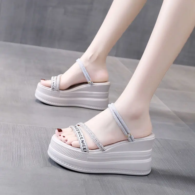 Fujin 9cm Platform Shoes Wedge Sandals for Women Summer Shoes Slip on Slippers Beach Shoes Slides Fashion Shoes for Female