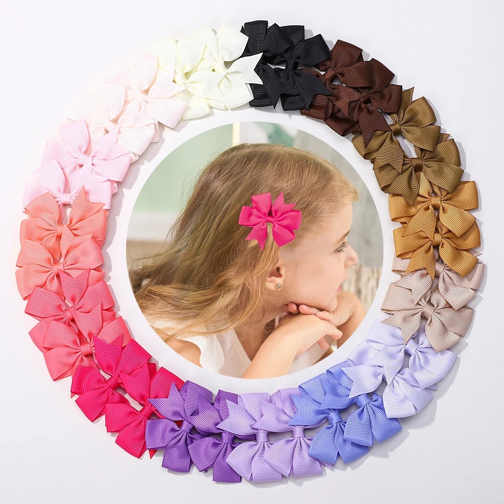 30/40/50 Stück Baby Mädchen Haarbögen Clips Zufällige Farbe 2,5'' Ripsband Bowbot Haarnadel Haarspangen Haarschmuck – Detail 4