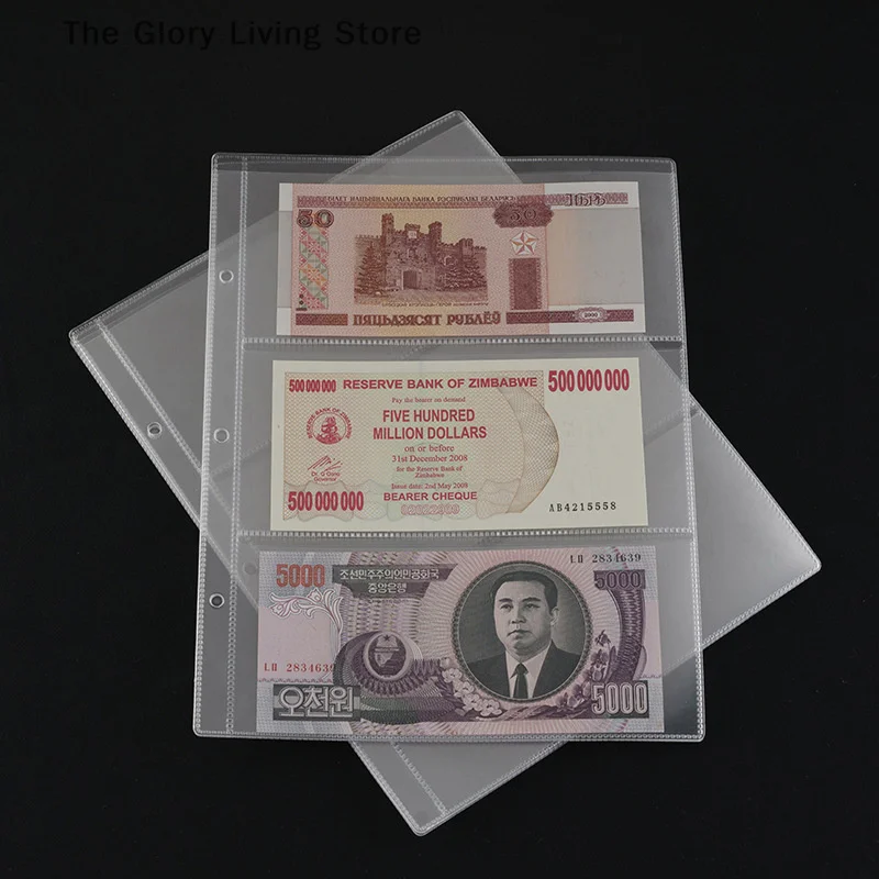 1PC Pages 3 Paper Money Album Currency Banknote Collection Book Storage Album Paper Money Postage Stamps Pocket Holder Book