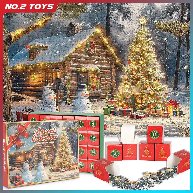 Christmas Puzzle Advent Calendar 2024 for Kids and Adults 24 Boxes Jigsaw Puzzles Countdown Christmas Holiday Gift Home Decor