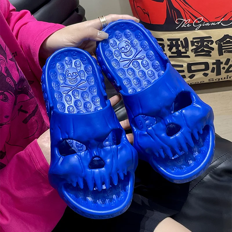 2024 Skull Design Women Slippers Men Outdoor Novelty Slides Thick Sole Platform Beach Shoes Unisex Non-slip Women Sandals 36-47