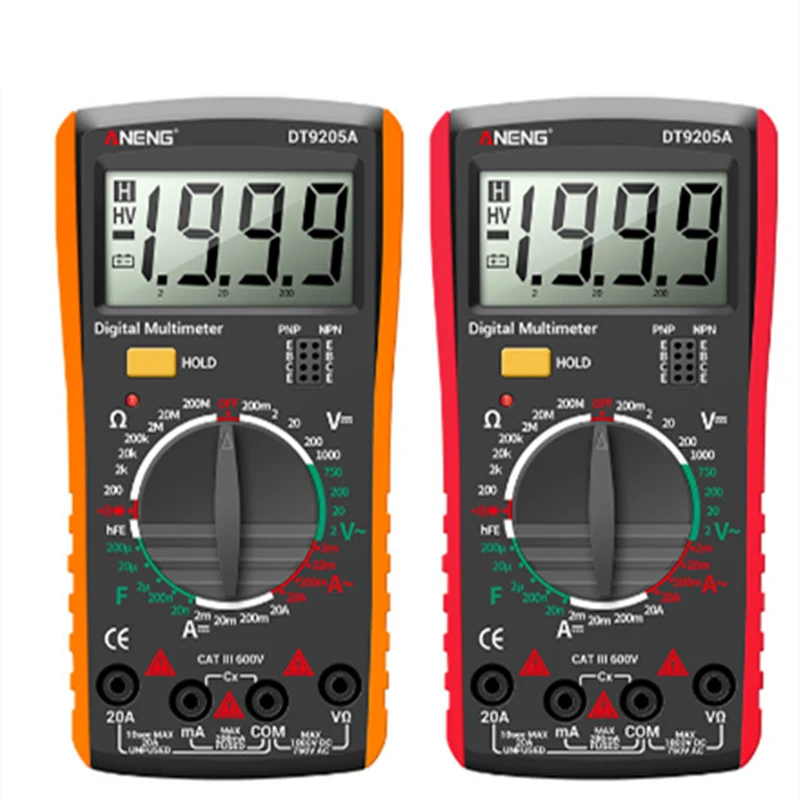 

DT9205A High precision Multimeter Portable AC DC Voltmeter Ammeter LCD Digital Volt Voltage Capacitance Resistance Tester Meter