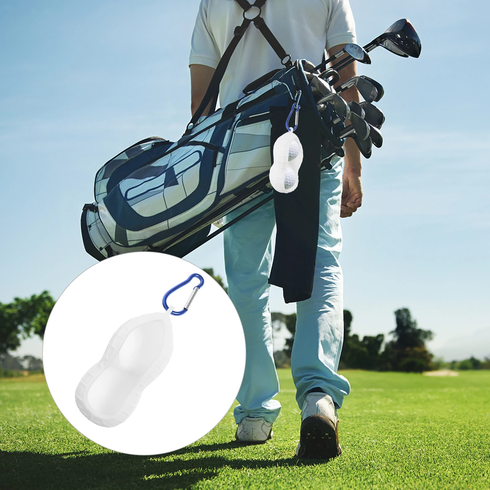 

Golf Ball Holder 2 Balls Peanut Shaped Silicone Durable Wear Resistant Golf Accessories Golfs Ball Sleeve Protector Portable