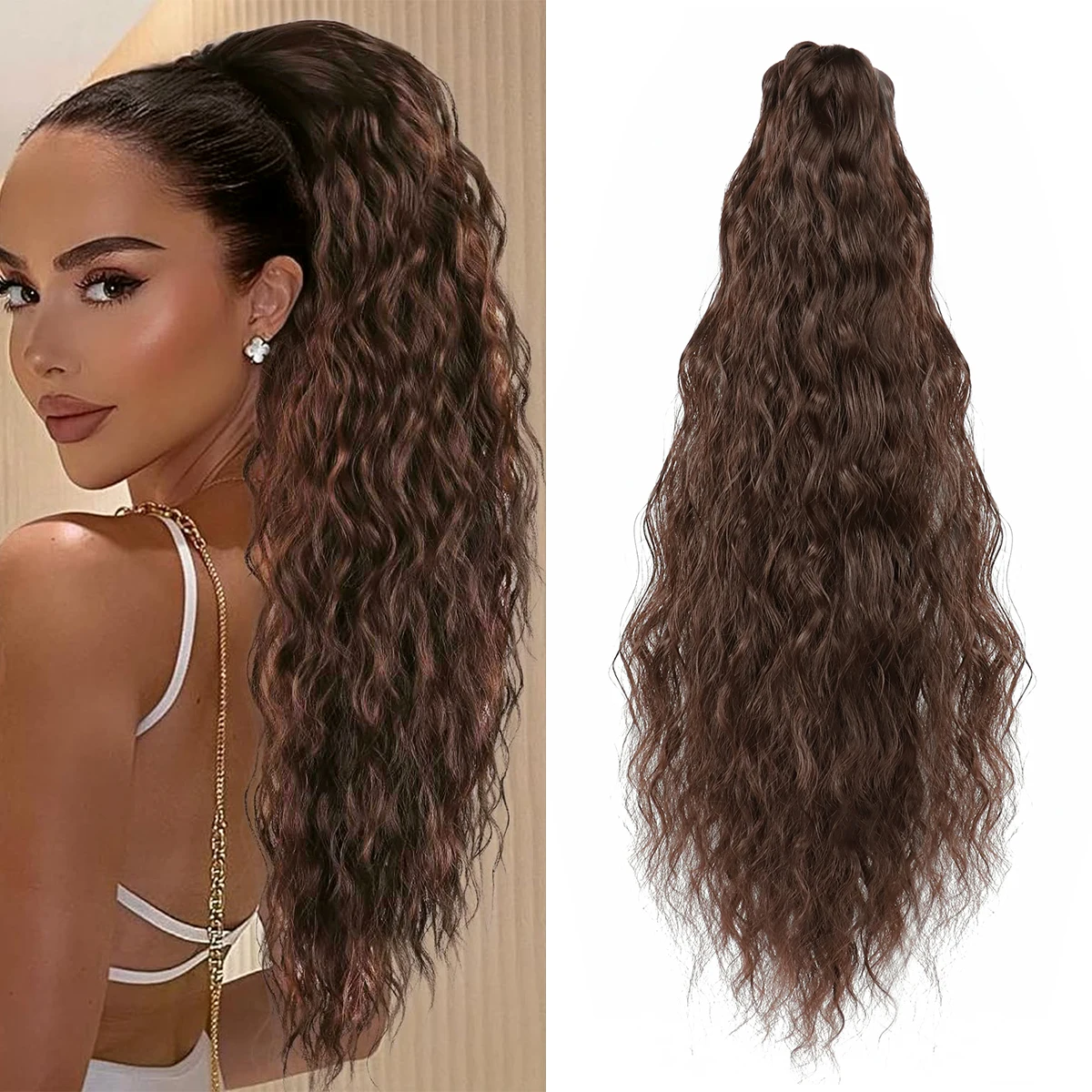 

Synthetic Long Wavy Ponytail Extensions for Women Blonde Black Brown Clip in Ponytail Clip-In Hair Extension Daily Cosplay