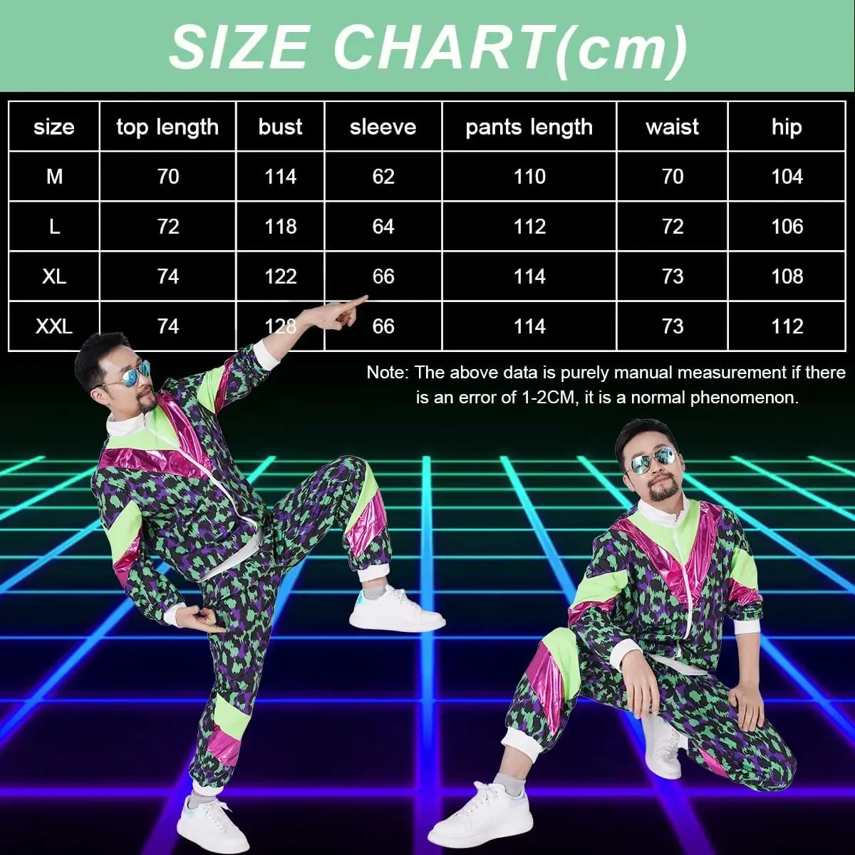 1990s ديسكو رياضية الركض ارتداء ريترو ستايل كرنفال موضوع حفلة البدلة لايف تأثيري سترة وسراويل تأثيري ازياء