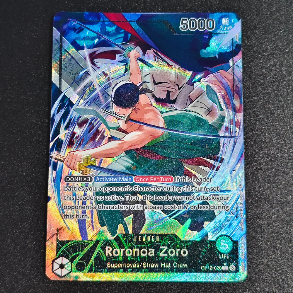 Anime OPCG Collezione Leader di carte Roronoa Zoro Parallel OP12-020 L Legacy of The Master Card Inglese Full Art Texturizzato Regalo Giocattolo