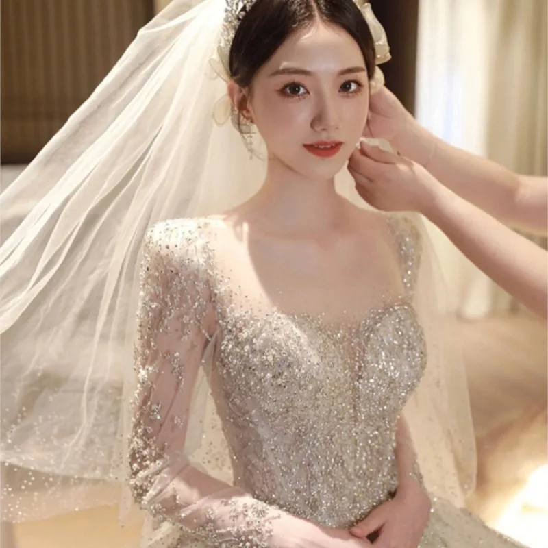 

A new long-sleeved high-quality custom-made heavy-duty large-sized maternity dress