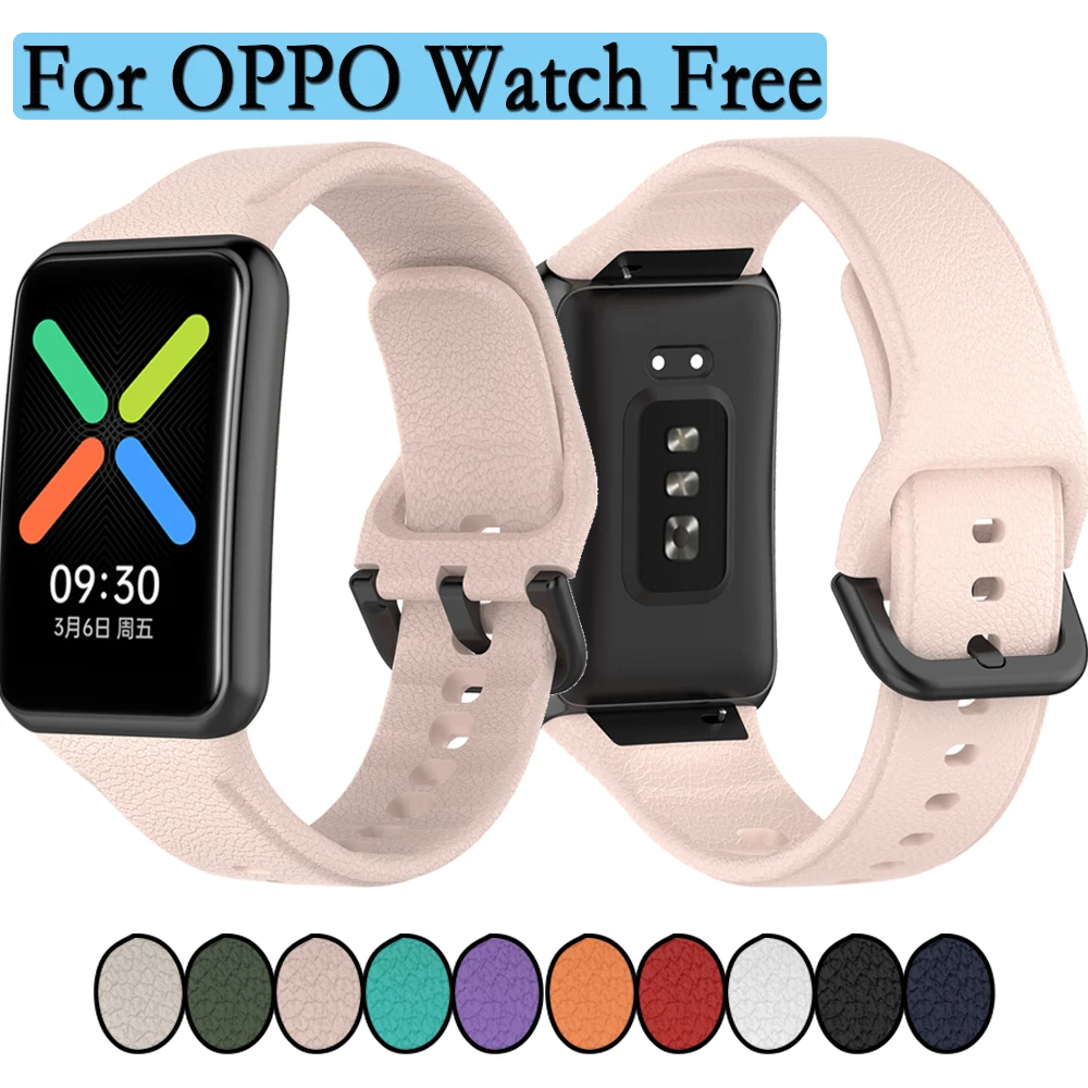 For OPPO Watch Free Strap High Quality Silicone Adjustable Watchband Single Color With Black Buckle Wristband Replacement