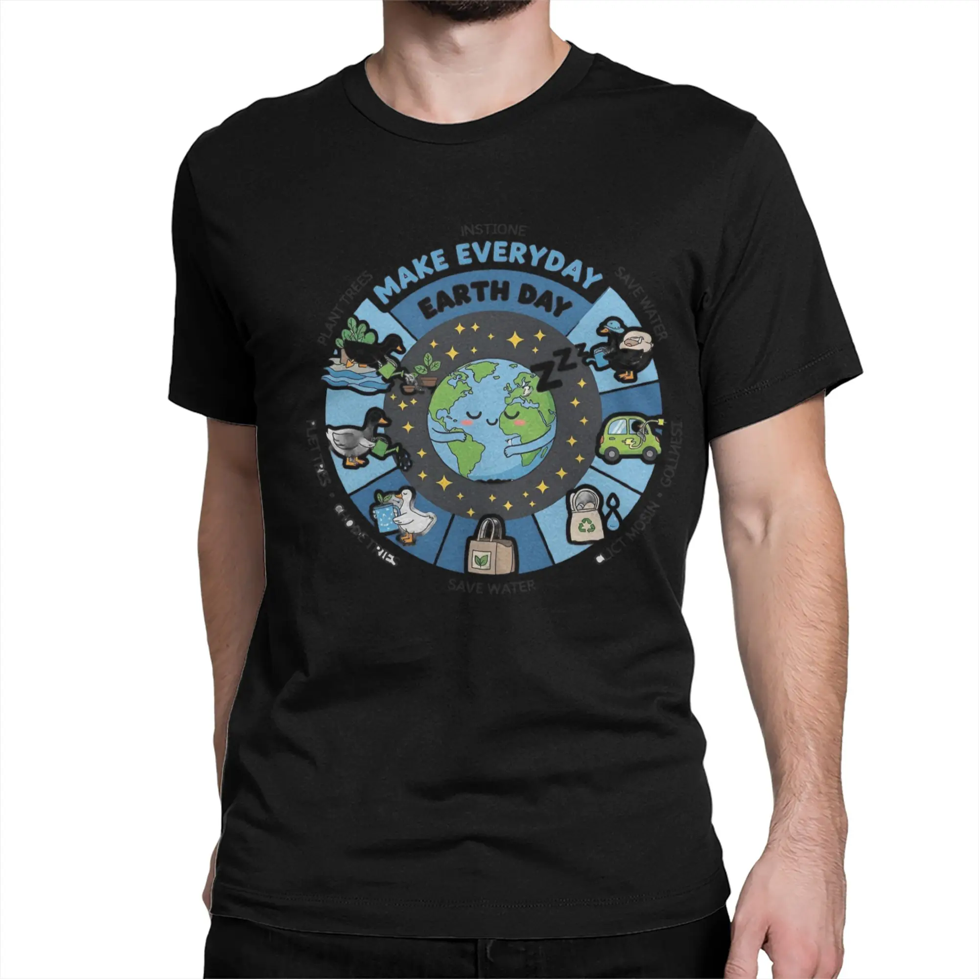 Novelty Every Day Earth Day Save Planet T-Shirts Men Women's Round Collar Pure Cotton T Shirt  Short Sleeve Tee Shirt Clothes
