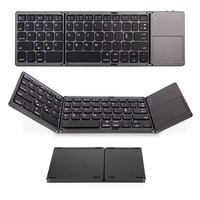 New White Mini Bluetooth Three Foldable and Portable Wireless Mobile Phone Tablet PC Keyboard with Mouse Touch Pad