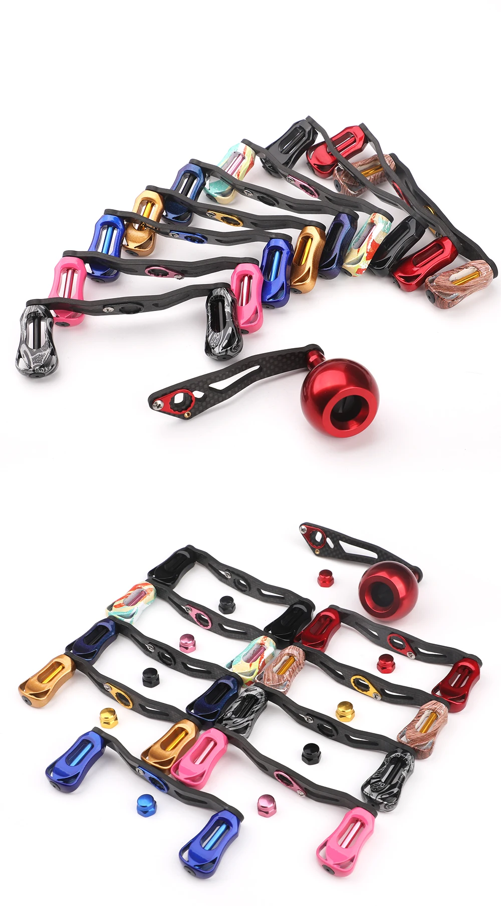ROLLFISH Angelrollengriff, Kipphebel, Kohlefaser, leicht, 19–29 g, ergonomisches Design, mehrfarbig, Angelwerkzeuge, Zubehör – Detail 1