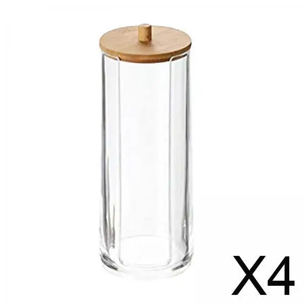 

4xDispenser Floss Clear Acrylic Cotton Swabs Holder for Modern Bathroom Decor