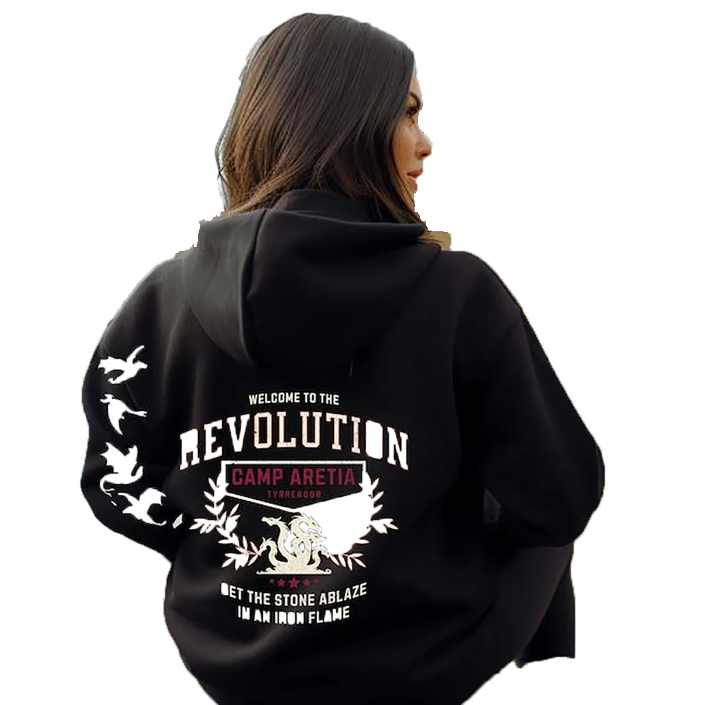 Iron Flame Revolution Hoodie with Sleeve Dragons Fourth Wing Sweatshirt Dragon Rider Basgiath War College Hoodies Fans Merch Top