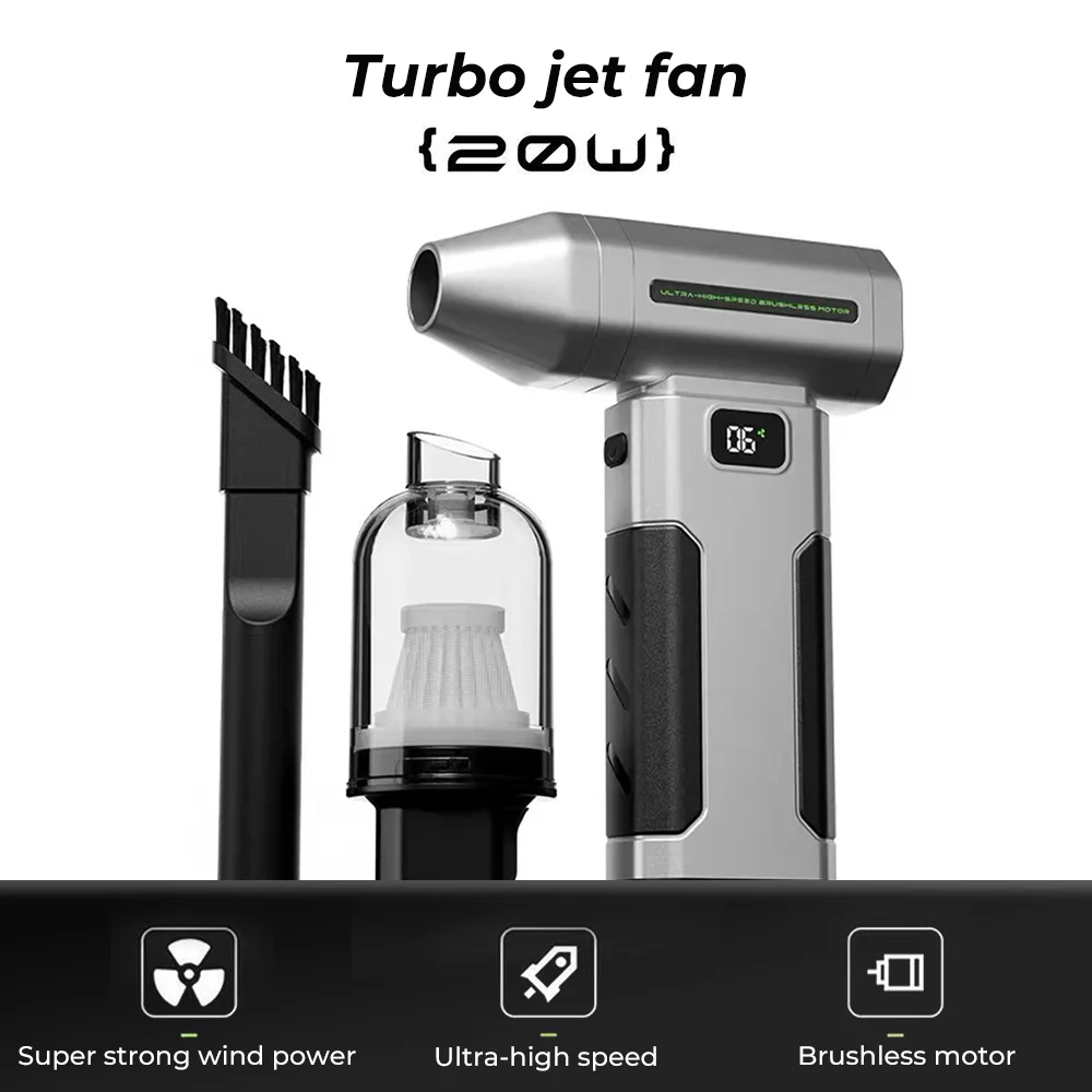 Mini Elektryczny Dmuchawa Powietrza 160000 RPM, Mocna Dmuchawa 6000mAh, Ręczna Dmuchawa do Kurzu Samochodowego, Bezszczotkowy Turbo Jet Fan, Odkurzacz Samochodowy
