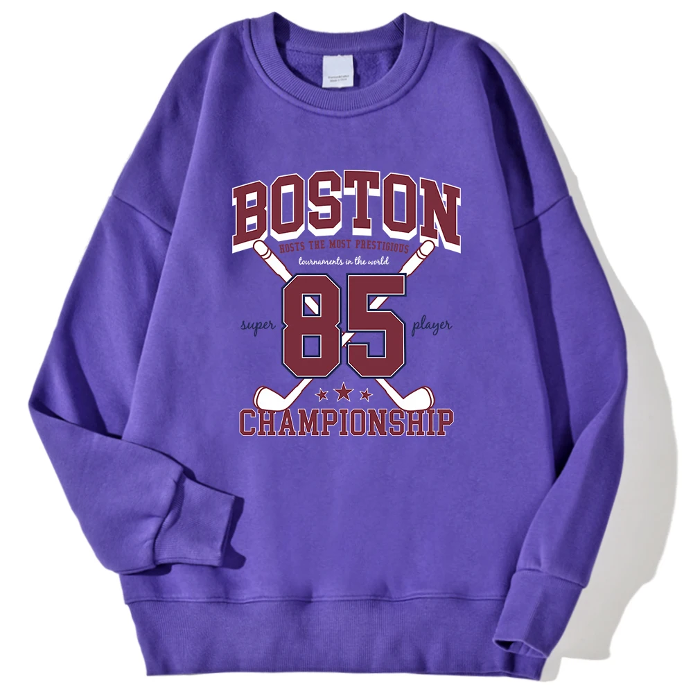 Boston 85 Players Championship Printing Men\'S Sweatshirts Autumn Casual Hoodies Loose Warm Pullover Street Trend Sportswears