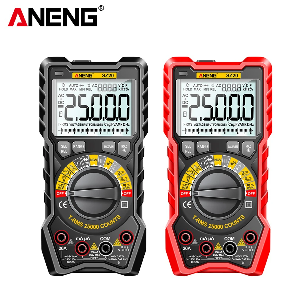 ANENG SZ20 25000 Counts Automatic Multimeter LCD Backlight Display Automatic Tester Strip Illumination Portable Multimetro Tool