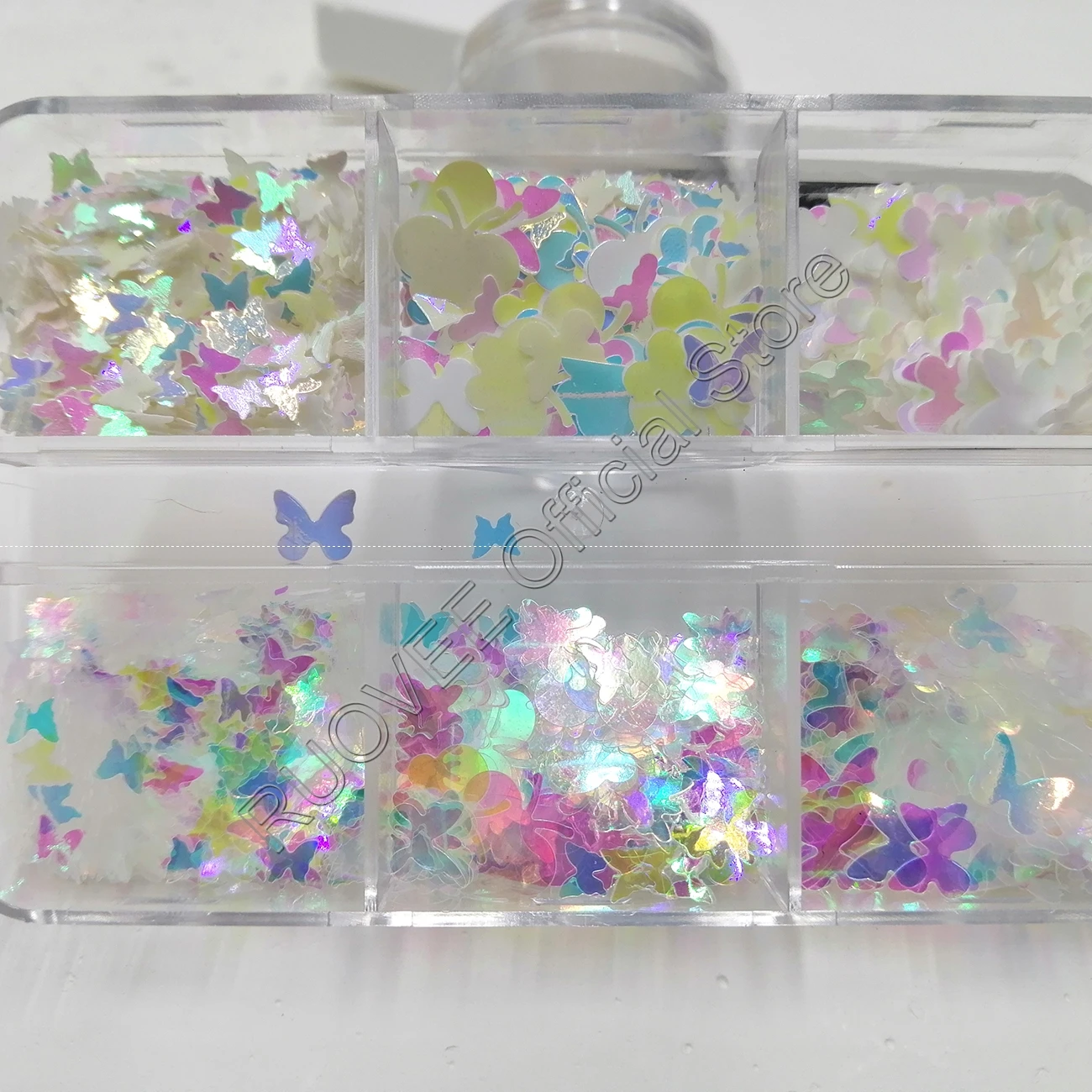 6Grid Iridescent Butterfly Glitter Chunky Sequin Flake Paillette Shape for DIY Facepaint Nail Art Body Makeup Craft Decoration