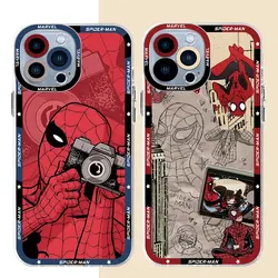 Marvel Spiderman Art Luxushülle für Apple iPhone 12 Mini XR SE 11 8 Plus 13 Pro Max X 14 15 Pro XS 7 6s Klare Silikonhülle