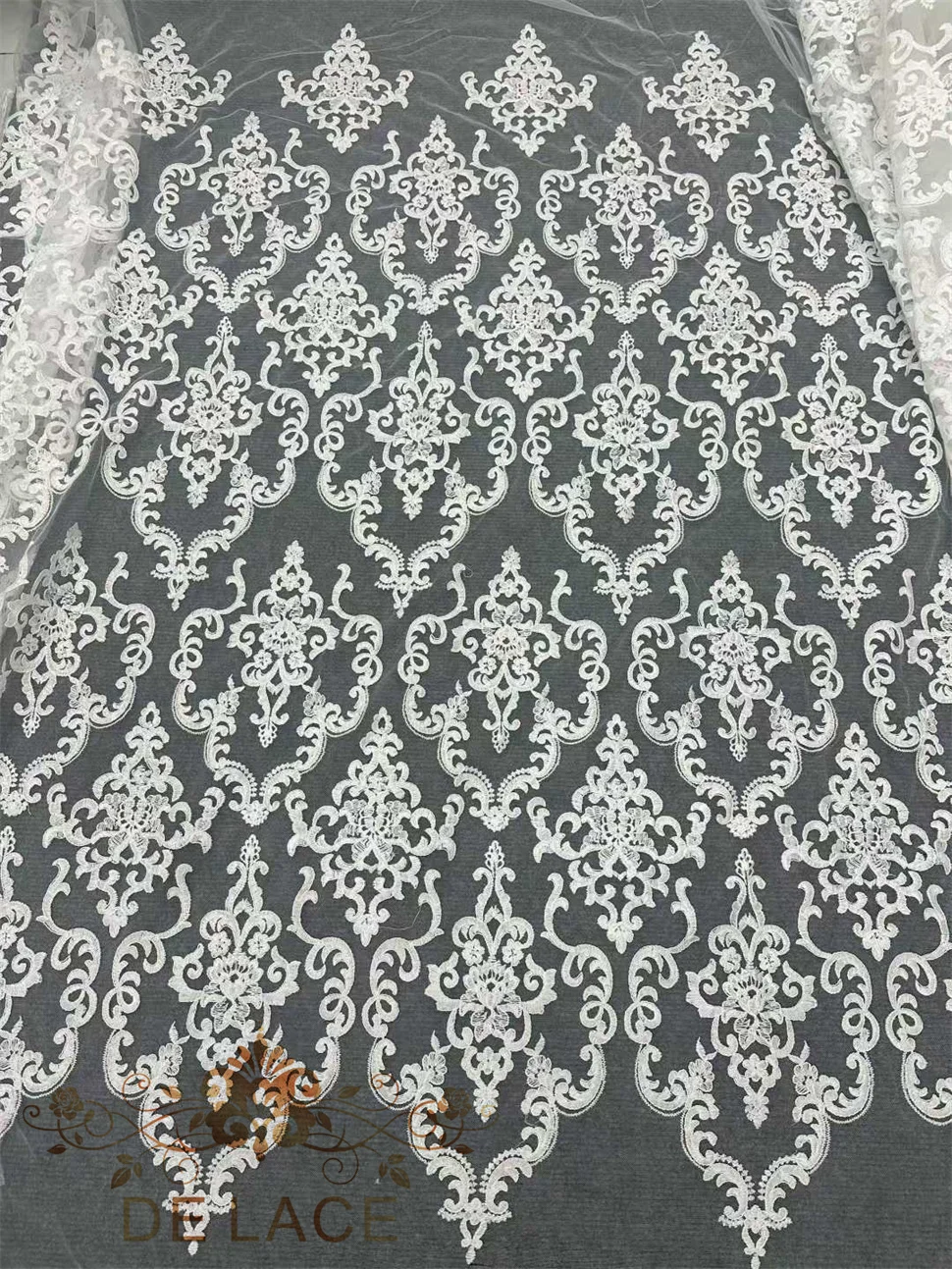 

MY New Design Embroidered Lace Simple Elegant European Style Wedding Dress Lace Fabric