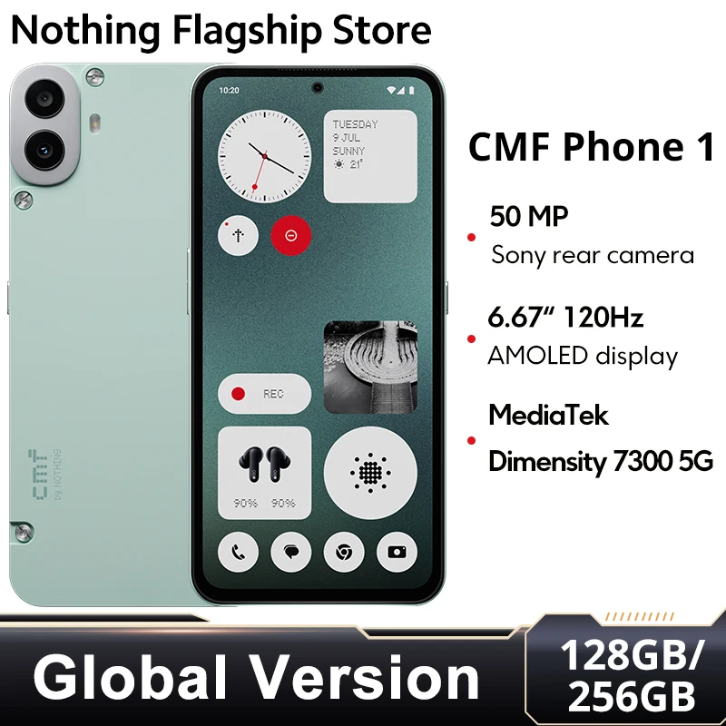 CMF TELÉFONO 1 Versión Global Smartphone 50MP SONY Cámara Trasera Dimensidad 7300 Procesador 5G Pantalla Super AMOLED LTPS de 6,67" 120Hz