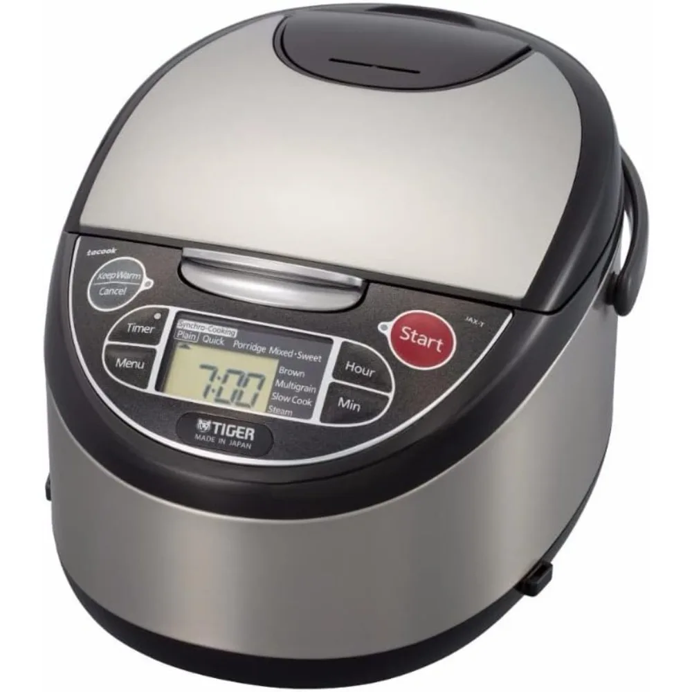 10-Cup (Uncooked) Micom Rice Cooker with Food Steamer & Slow Cooker, Stainless Steel Black