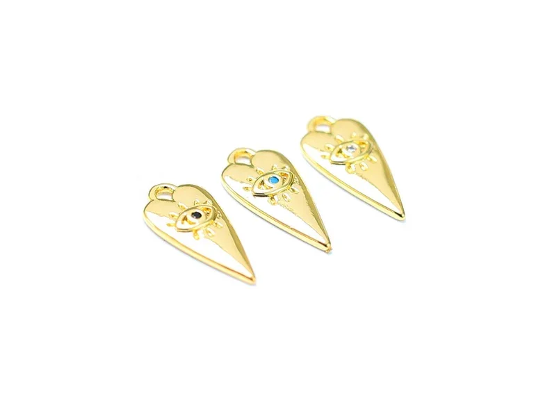 

10pcs Evil Eye Charm, Gold Spike Charm, Earring Charms For Hoops, Bracelet Ornament, , Jewelry Making, Real Gold Plated G079