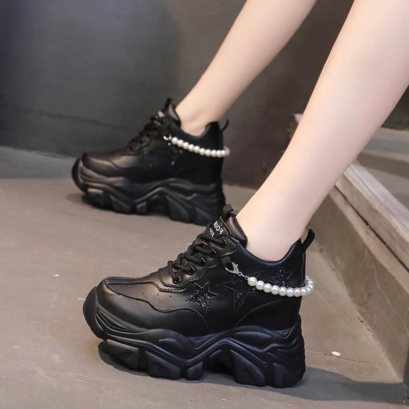 عالية الجودة أحذية منصة عالية امرأة الخريف أحذية رياضية مكتنزة زيادة 10 سنتيمتر أحذية السيدات المدربين Zapatillas Deportivas Mujer