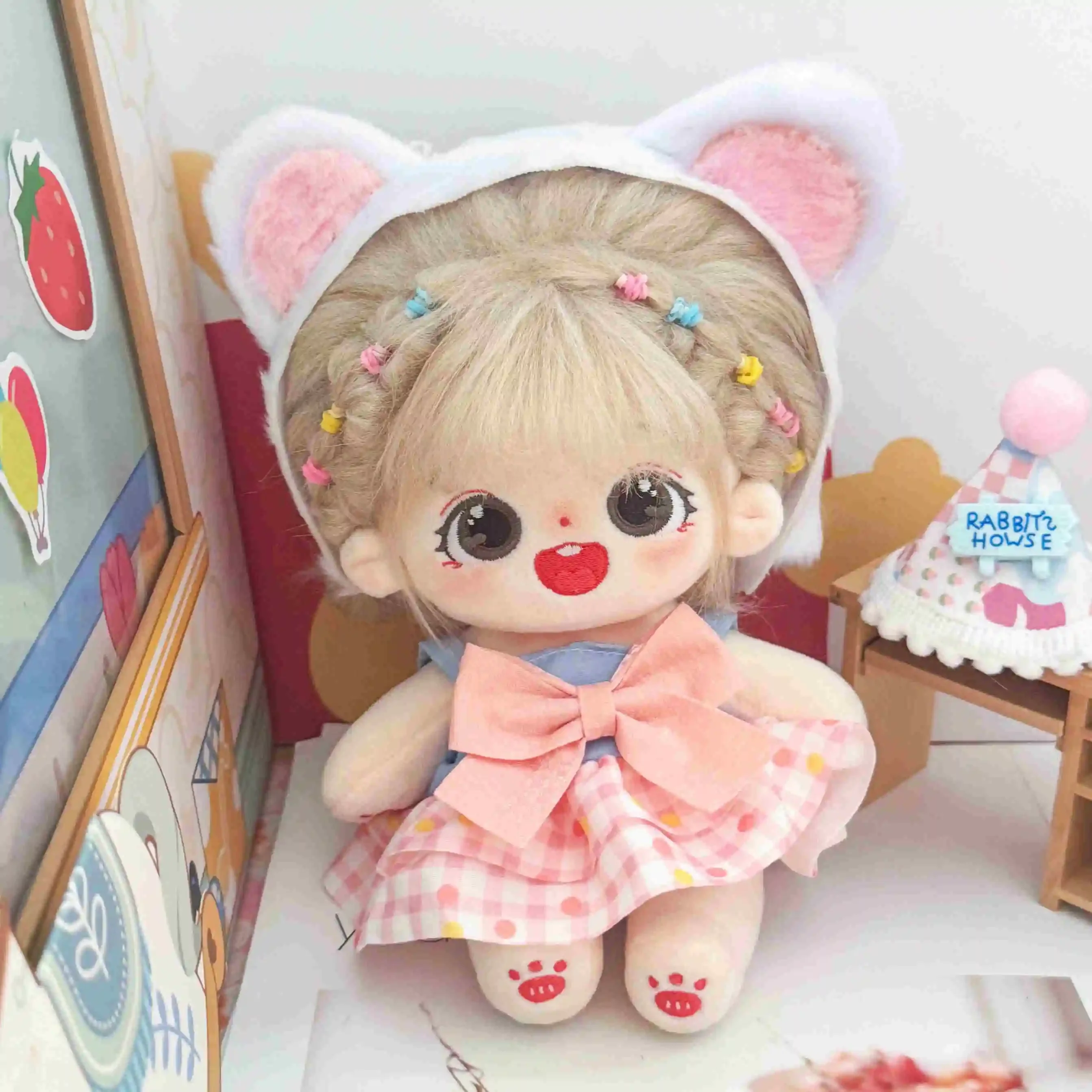 20cm Kawaii bawełniana lalka figurka laleczka bobas sukienka do samodzielnego wykonania Cospslay urocze pluszowe zabawki pluszowe pluszaki zabawki