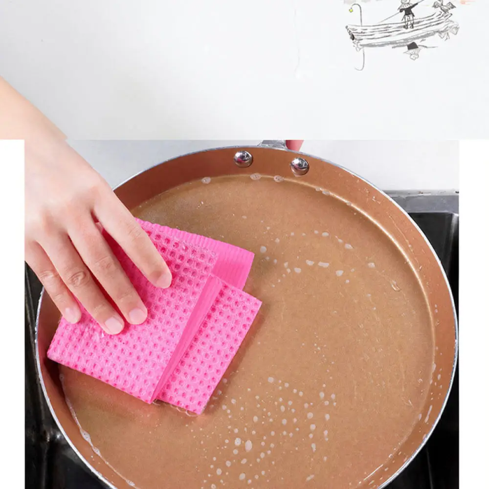 Effective Kitchen Cleaning Rag Wood Pulp Sponge Dish Cloth Soft Material High Water Absorption Scrubber For Dishware