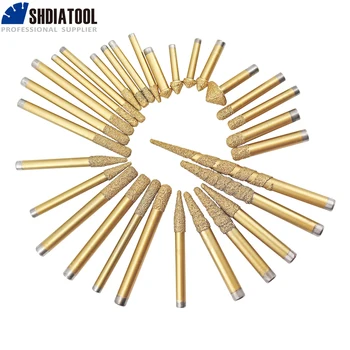 SHDIATOOL 1pc CNC Diamant Gravur Bits Carving Granit Stein Marmor Jade 6/8/10mm Schaft Fräsen router Bit Schleifen Kopf