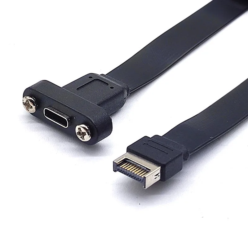 USB 3.1 Cabeçalho do painel frontal, macho para conector fêmea tipo C, cabo de expansão da placa mãe Fiação incluindo defletores