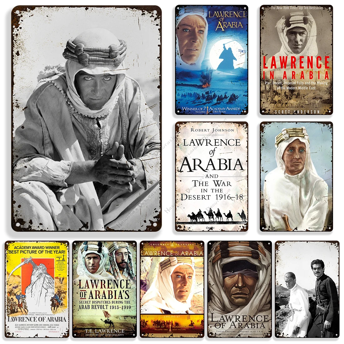 Classic Movie Metal Sign Lawrence of Arabia Metal Poster Vintage Poster Wall Decor Home Bar Club Metal Plaque Industrial Decor