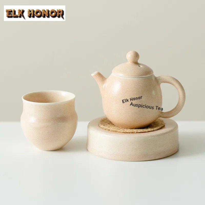 

Сплошной цвет, керамический чайный сервиз с газированной глазурью, полный набор, древний набор для чайной церемонии, чайник и чайная чашка, набор украшений для чайной посуды