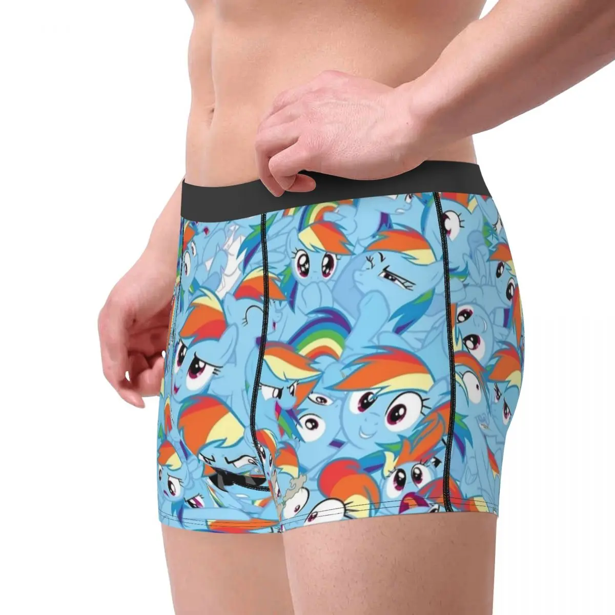 Calzoncillos Bóxer con dibujos animados para hombre, ropa interior transpirable, con diseño de Rainbow Dash Mess MLP, novedad, S-XXL